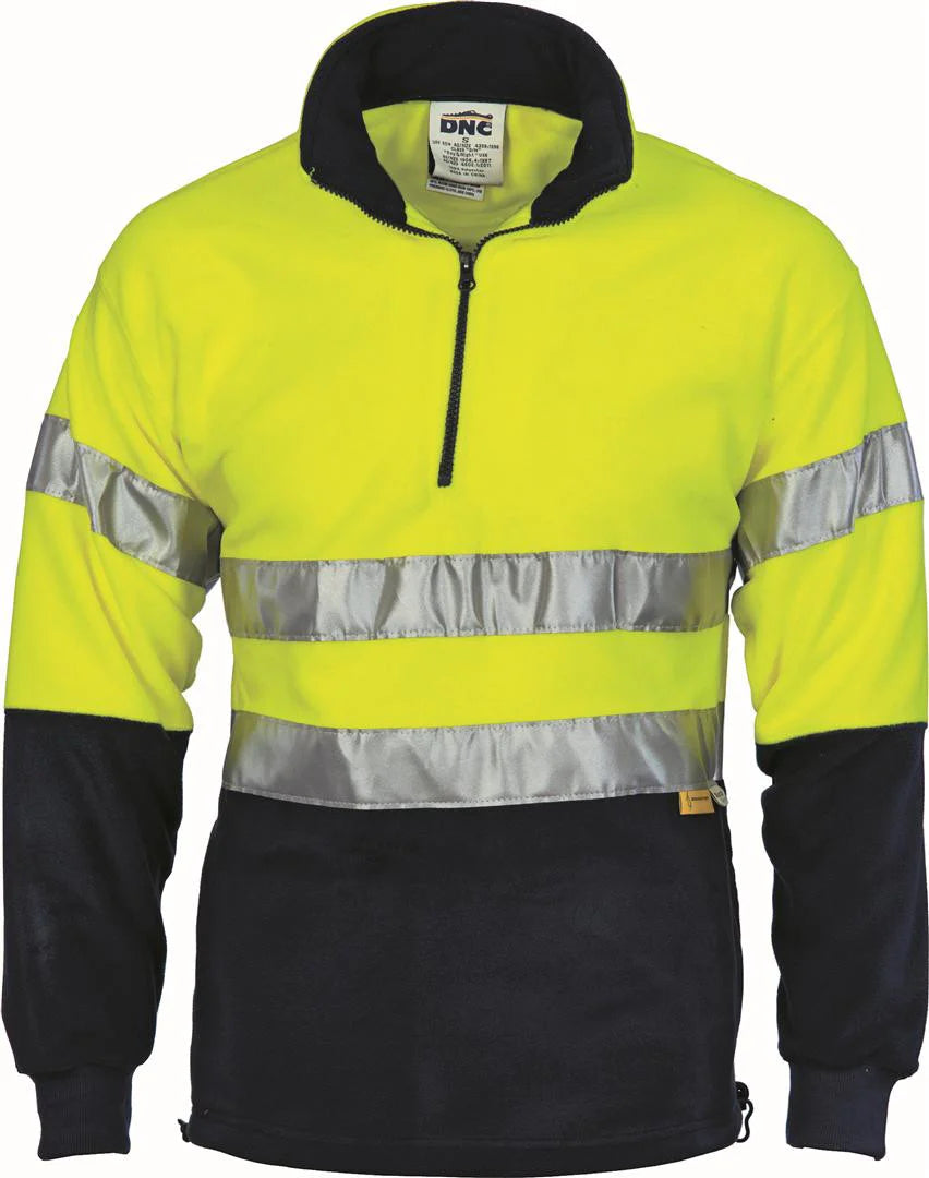 Hi Vis Two Tone 1/2 Zip Polar Fleece With 3M R/Tape (3829) DNC