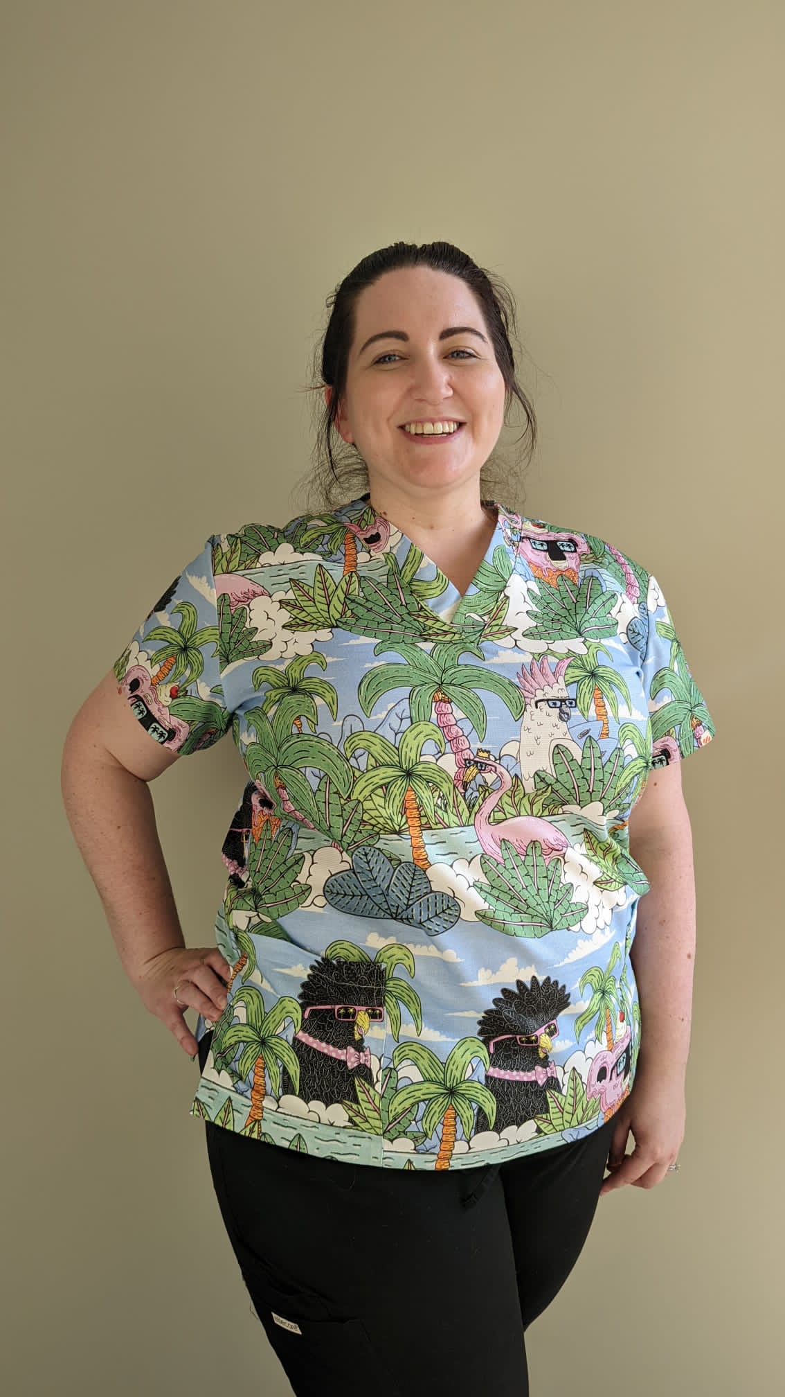 Aussie Print Scrub Top