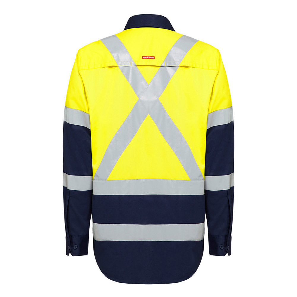 Hard Yakka Hi-Vis Two Tone Shirt w Cross Pattern Tape Y04270