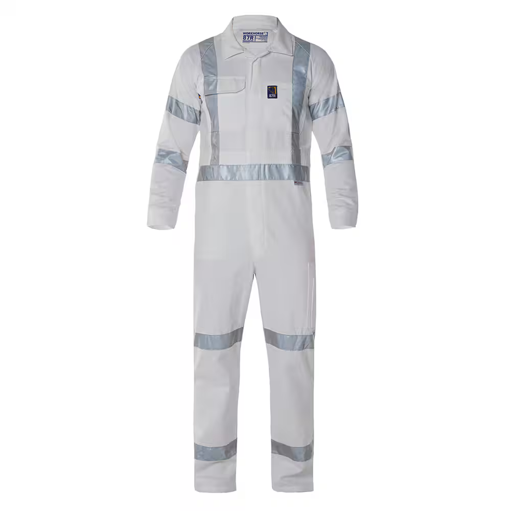 Workhorse MOV066 Men's Night Works Overall Long Sleeve Bio Motion - Cotton - White