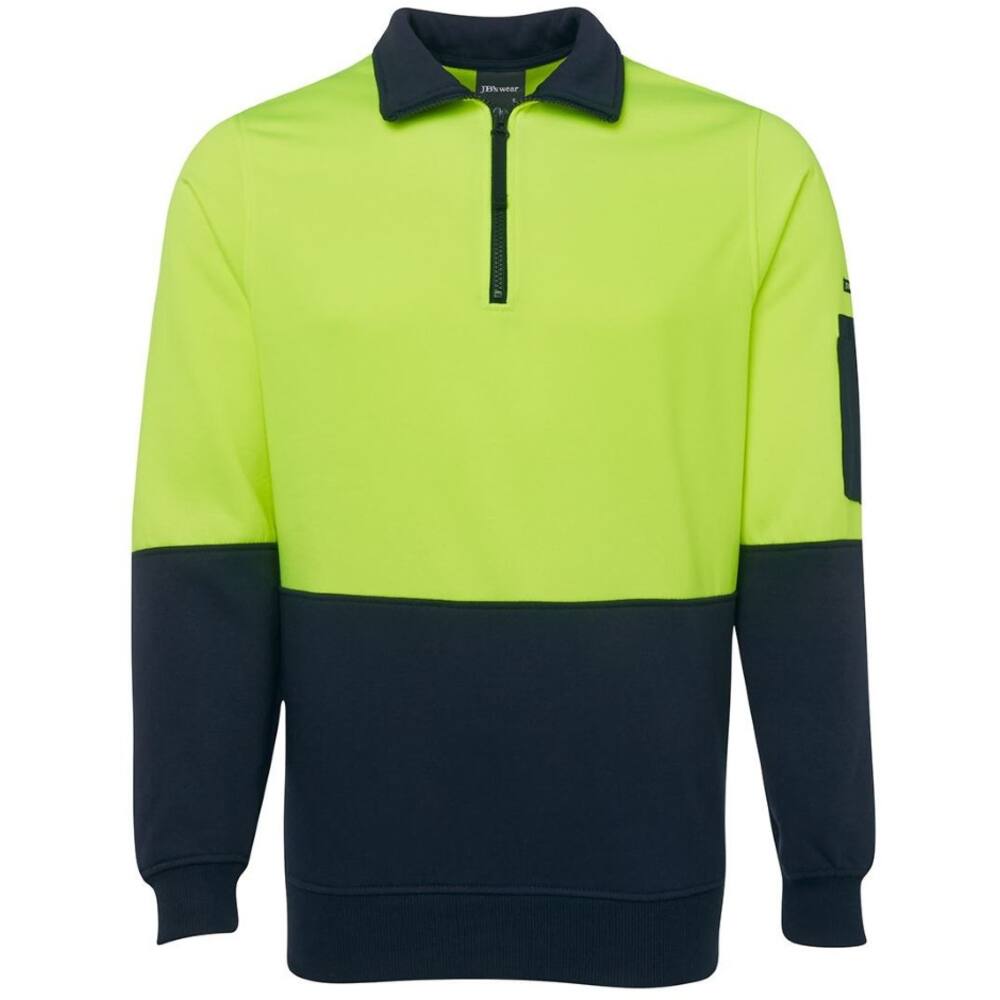 JB's Wear 6HVFH Long Sleeve Hi Visibility Sweatshirt - Polyester/Cotton - Yellow/Navy