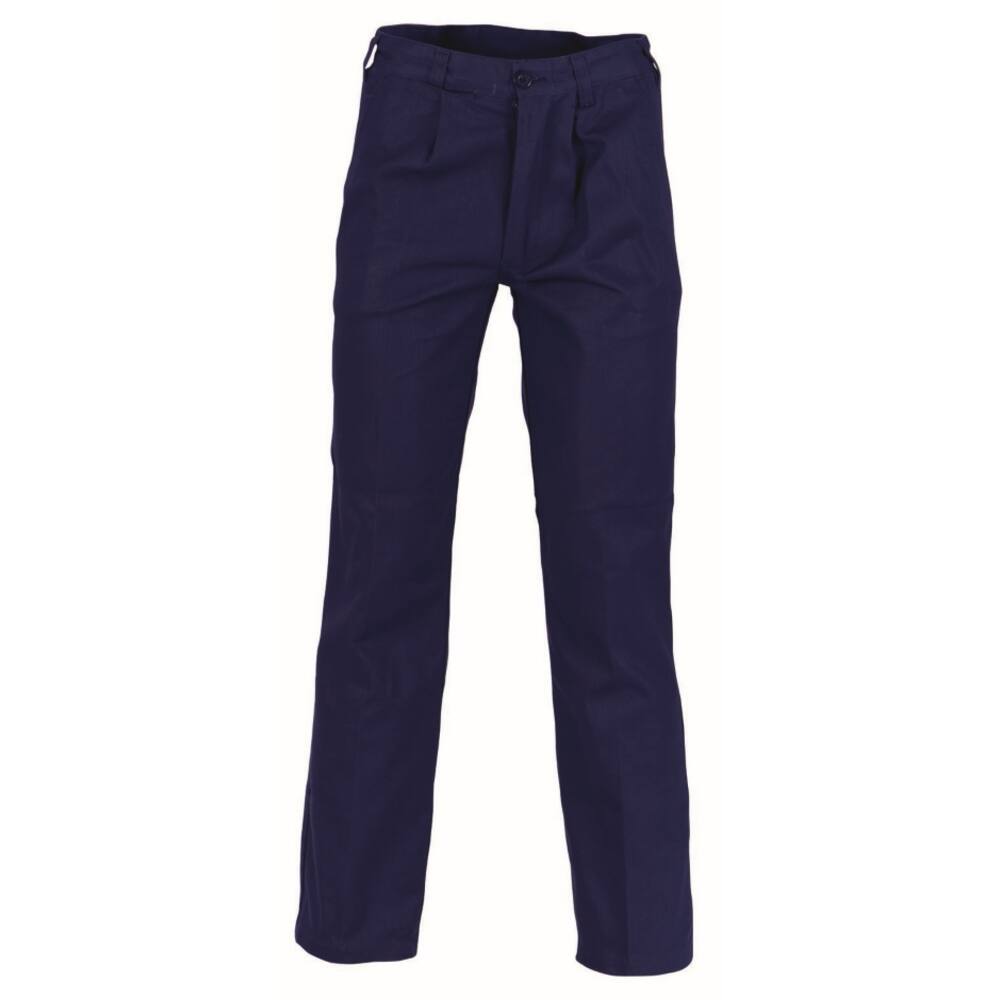 Trousers - Cotton - Drill - Heavy Weight - Pleat - Navy - DNC 3311