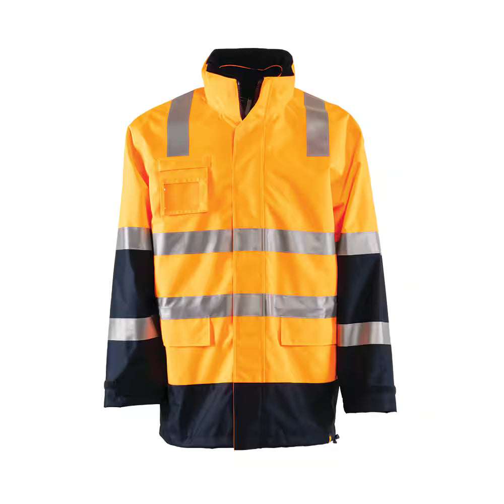 Workhorse MJA036 Men's Two-Tone High Visibility 4 in 1 Rail Jacket - Oxford Polyester - Orange/Navy