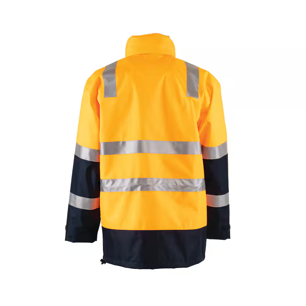 Workhorse MJA036 Men's Two-Tone High Visibility 4 in 1 Rail Jacket - Oxford Polyester - Orange/Navy
