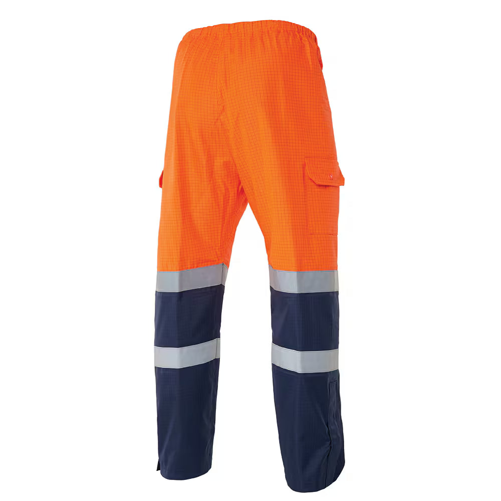 Workhorse MPA049 Men's Two-Tone High Visibility Waterproof & Breathable Anti Static Trouser - Elastic - Polyester - Yellow/Navy
