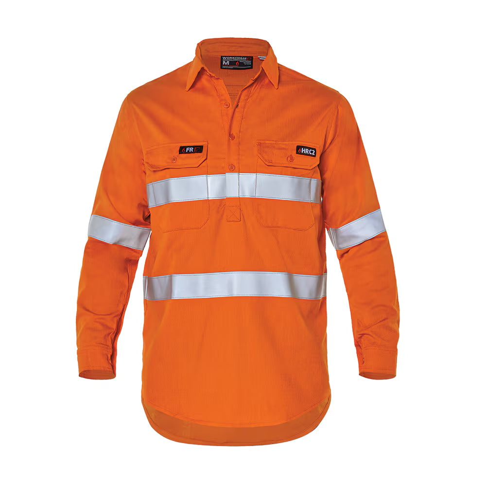 Workhorse MSH020 Men's High Visibility Flame Resistant Long Sleeve Shirt PPE2 - Ultrasoft Cotton - Orange