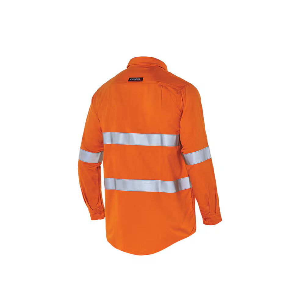 Workhorse MSH020 Men's High Visibility Flame Resistant Long Sleeve Shirt PPE2 - Ultrasoft Cotton - Orange