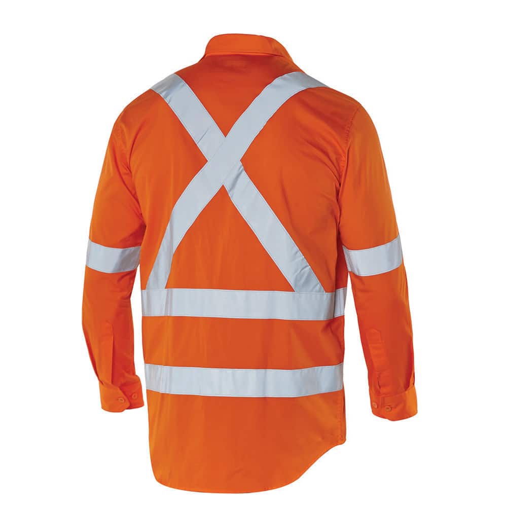 Workhorse MSH140 Men's High Visibility Long Sleeve Vented Shirt - X-Back - Cotton - Orange