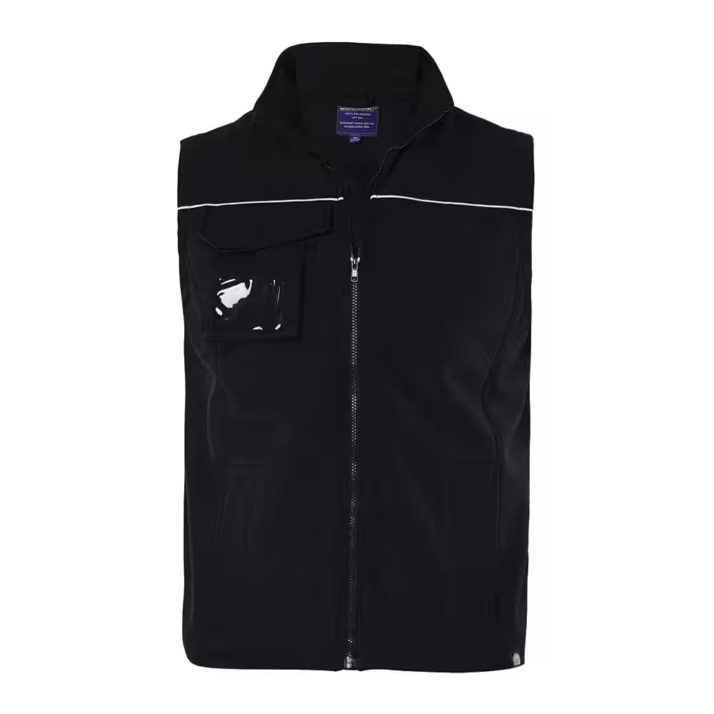 Workhorse MVE010 Men's Spandex Soft Shell Vest - Polyester - Black