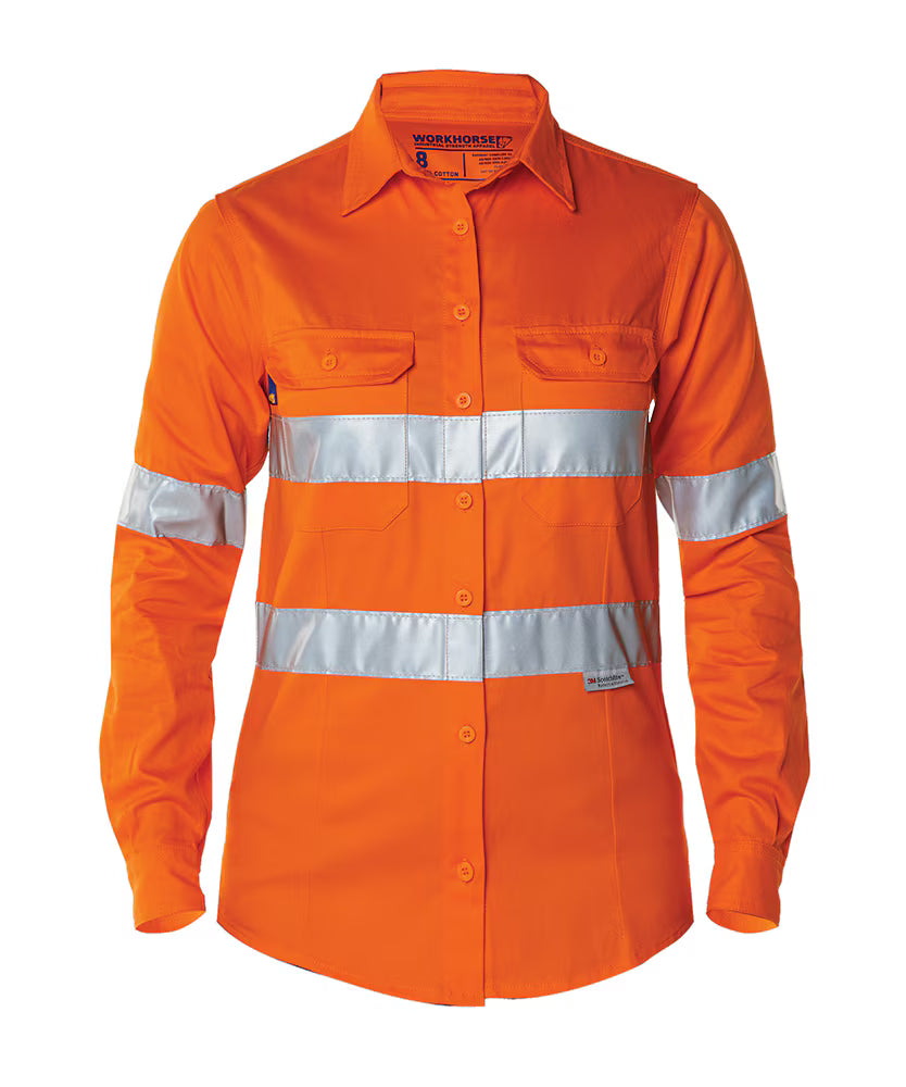 Workhorse WSH030 Women's High Visibility Long Sleeve Shirt - Cotton