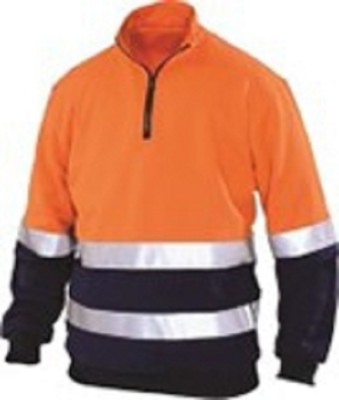Workhorse MFL005 Men's Two-Tone High Visibility Reflective Taped 1/4 Zipped Fleece Pullover - Cotton