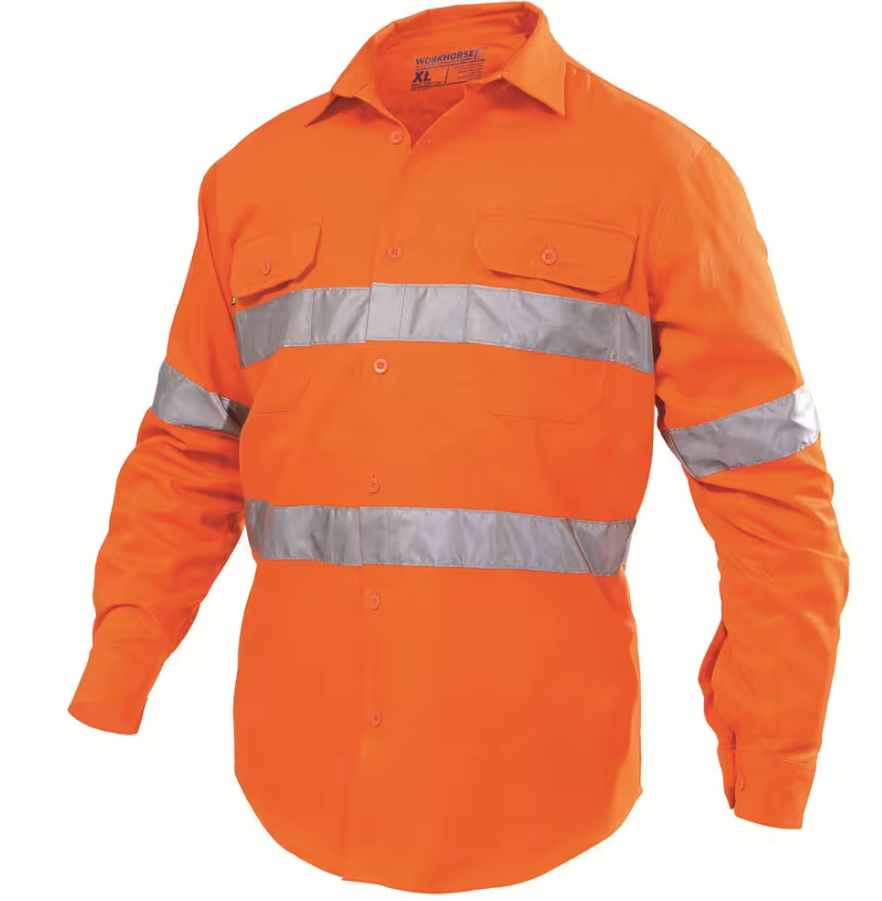 Workhorse MSH138 Men's Taped Long Sleeve Light Weight Shirt - Orange